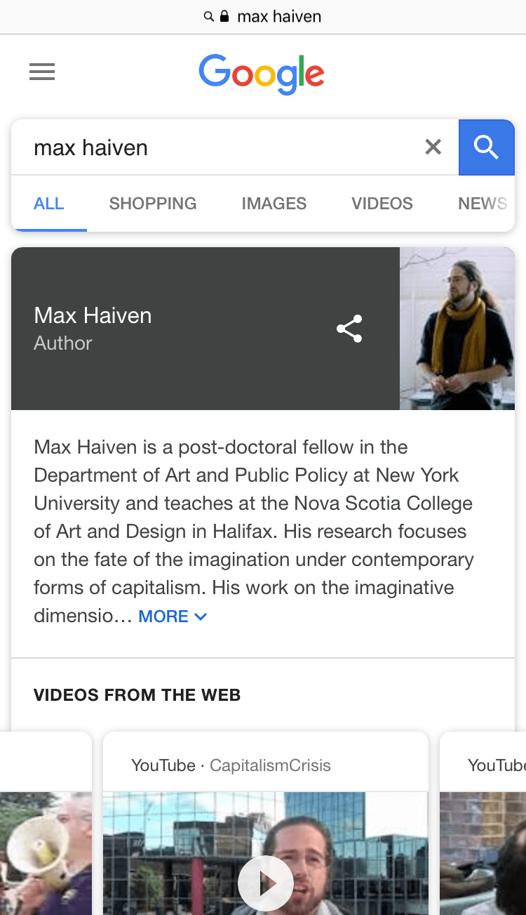 Max Haiven is part of the conference program of transmediale 2018 face value.
