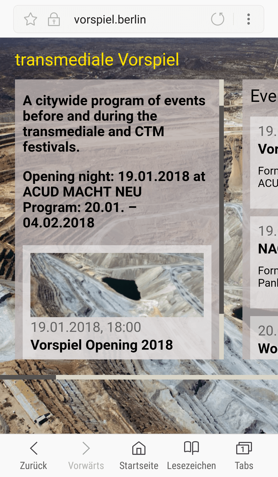 Vorspiel 2018 – A citywide program of events before and during the transmediale and CTM festivals.